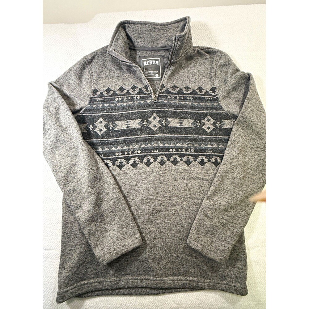 Urban Pipeline Men's S Gray Mock Neck 1/4 Zip Geometric Sweatshirt